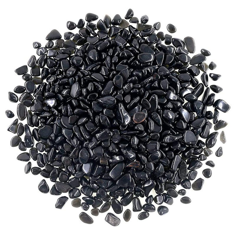 WAYBER 1 Lb/460g Black Obsidian Quartz Crystal Stones Irregular Decorative Rocks Aquarium Pebbles Gravels for Fish Turtle Tank/Succulent Plants/Air Plants Decoration (Fill 1 Cup) - Image 1